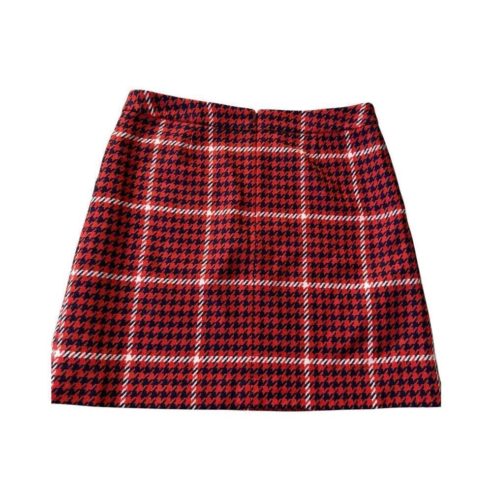 Boden British Tweed Red Navy Houndstooth Mini Skirt‎ size 10 - Picture 9 of 10